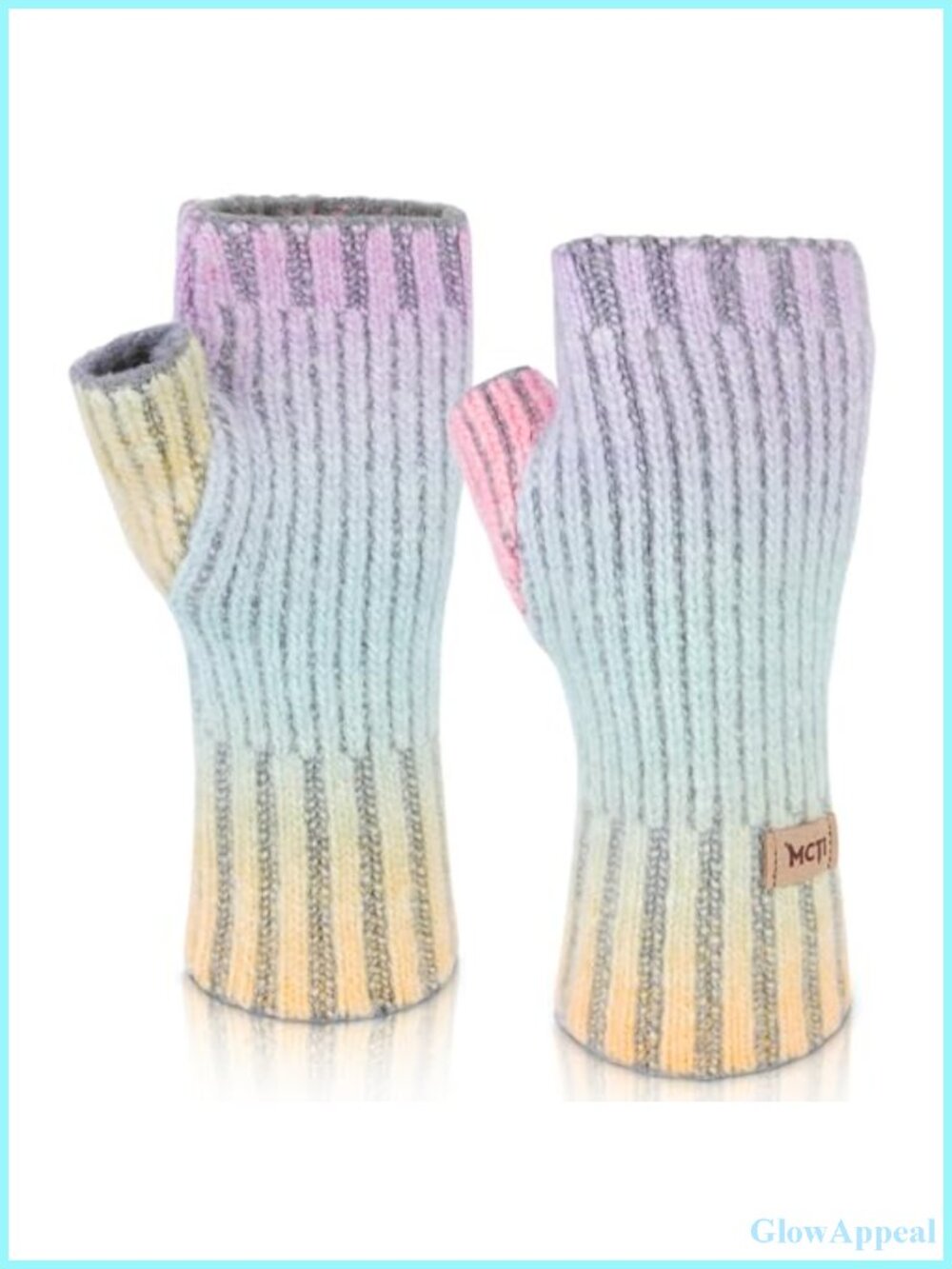 Warm Knitted Fingerless Gloves with Long Wrist Cuff, Acrylic Blend, Winter